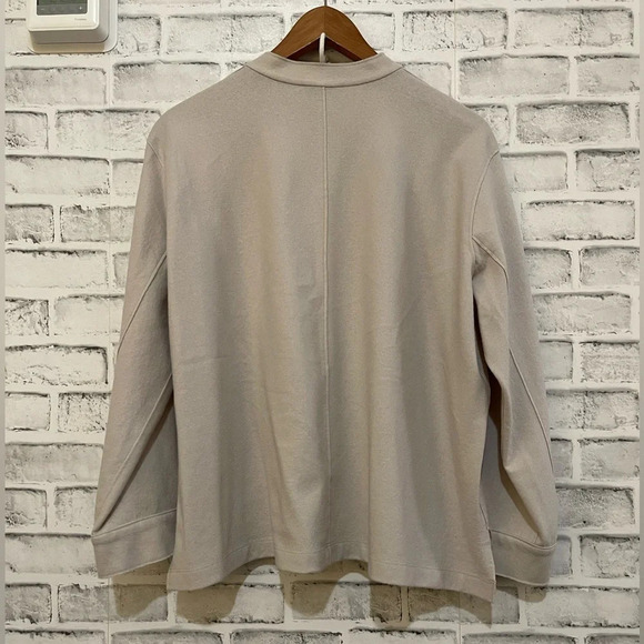 Women’s Eileen Fisher Chalk wool mandarin collar jacket and pants, beige, Large - Picture 5 of 8